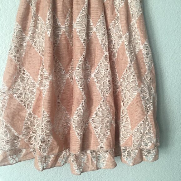 Pink Lace Dress Boho V-neck A-line Small American Rag Sleevless - Picture 3 of 15